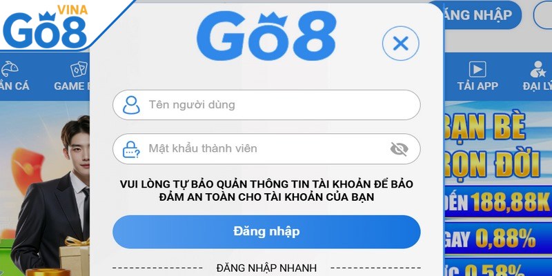 Đăng nhập Go8 đúng cách bảo mật thông tin cá nhân an toàn