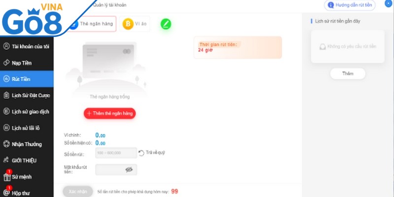 Quy trình thực hiện thao tác rút tiền Go8 chi tiết, dễ hiểu